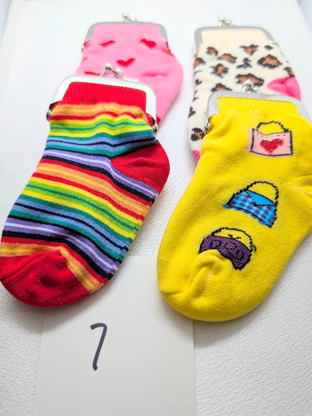 NEW Colorful Themed Knit Sock Coin Purses